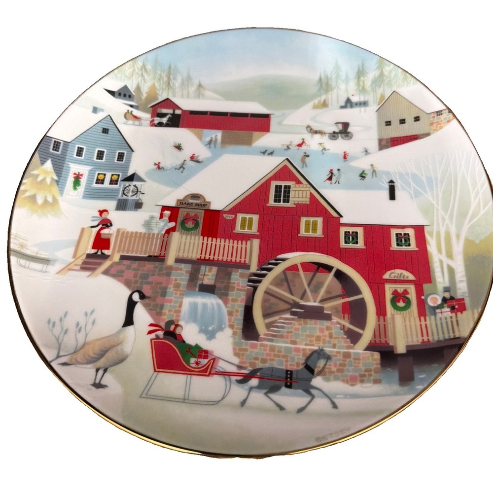 Betsey Bates Collector Plate Ceramic Christmas by the Millstream 9.25" 1988 VTG